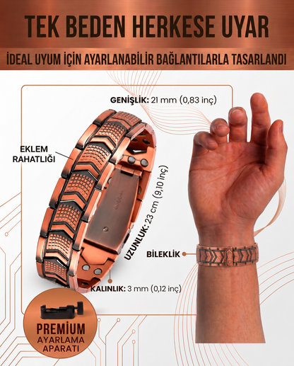 MAGNETRXTR™ Saf Bakır Manyetik Bileklik - Erkekler İçin | 3X Güçlü Mıknatıs