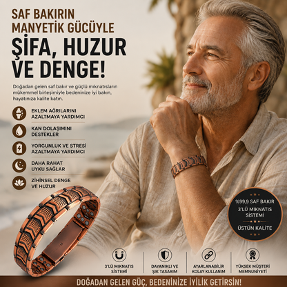 MAGNETRXTR™ Saf Bakır Manyetik Bileklik - Erkekler İçin | 3X Güçlü Mıknatıs