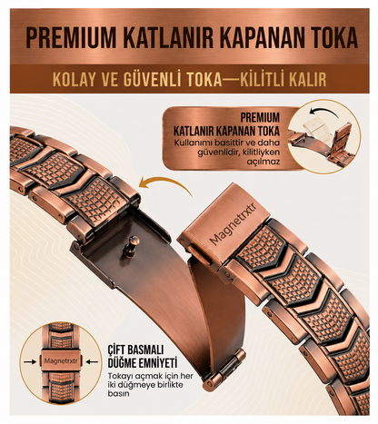 MAGNETRXTR™ Saf Bakır Manyetik Bileklik - Erkekler İçin | 3X Güçlü Mıknatıs