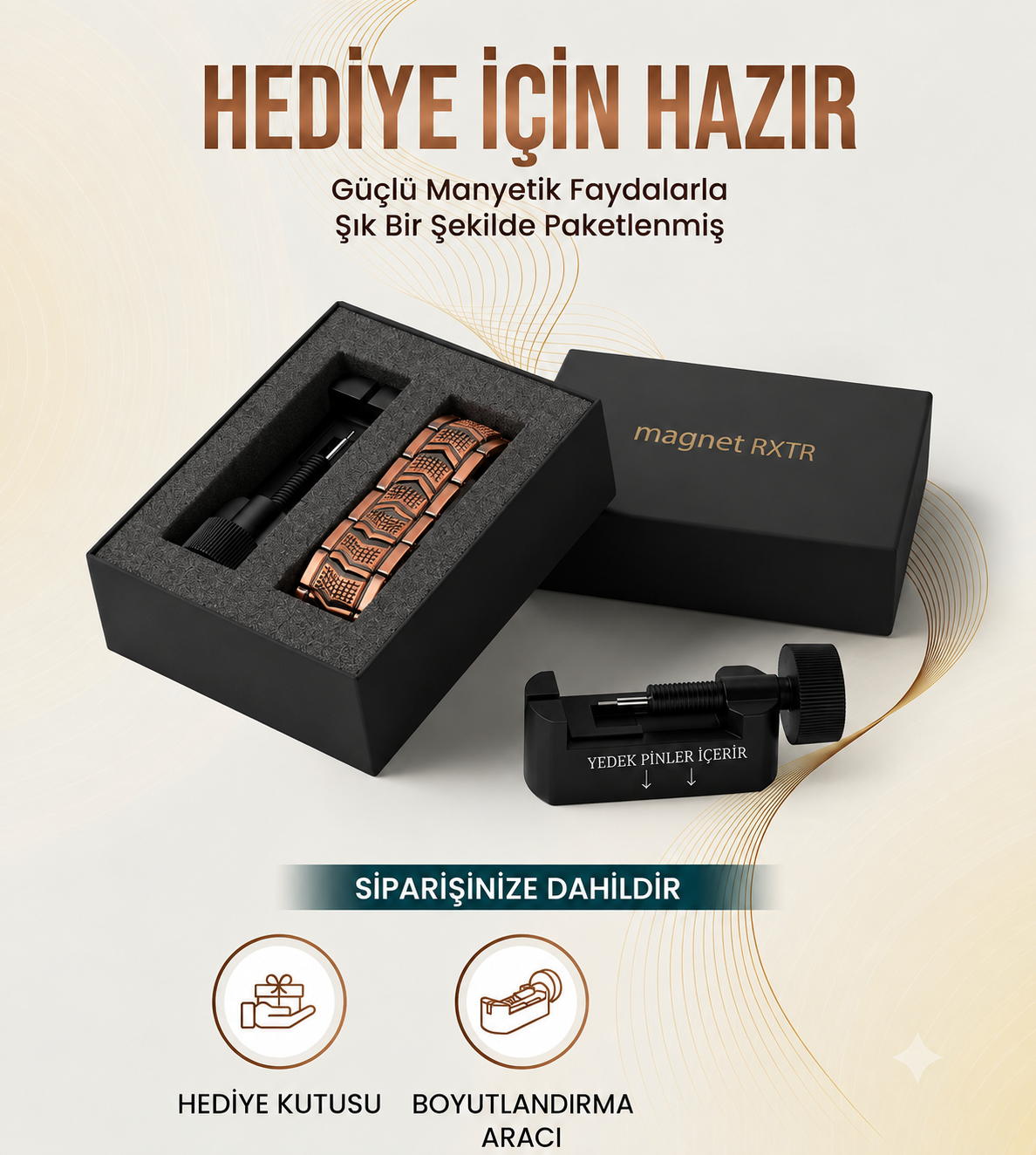 MAGNETRXTR™ Saf Bakır Manyetik Bileklik - Erkekler İçin | 3X Güçlü Mıknatıs
