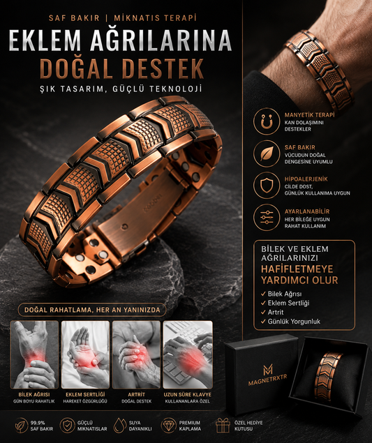 MAGNETRXTR™ Saf Bakır Manyetik Bileklik - Erkekler İçin | 3X Güçlü Mıknatıs